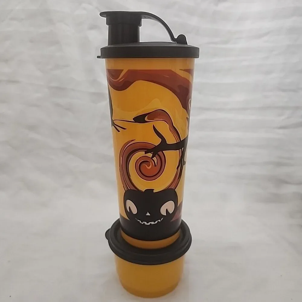 TUPPERWARE Spooktacular Snack Set 16 Oz TUMBLERS+SNACK CUPS & Lids Set Of 4 NEW